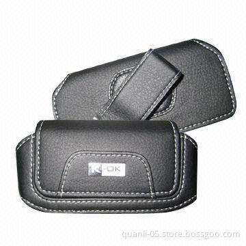Mobile Phone Case with Magnetic Button, Made of Genuine Leather or PU